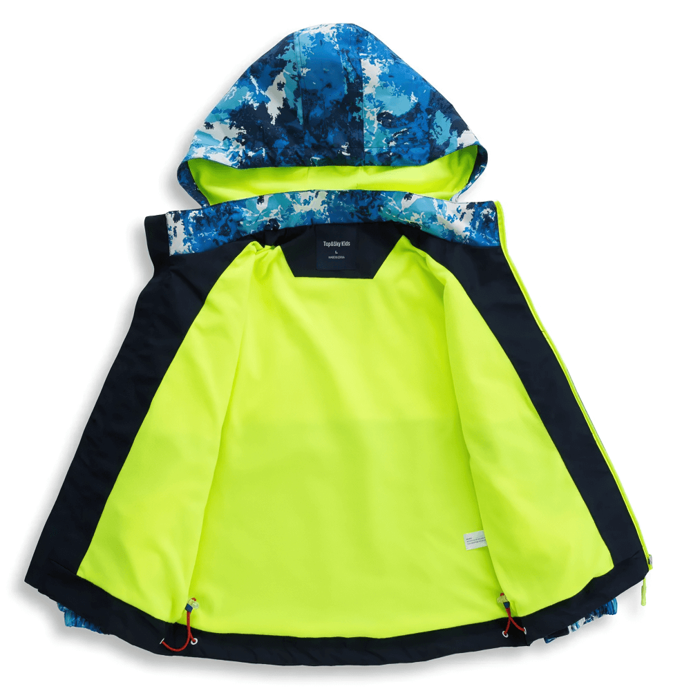 Open Waterproof Fleece Lined Jacket with Detachable Hood - SF3575 highlighting green fleece interior and camo exterior