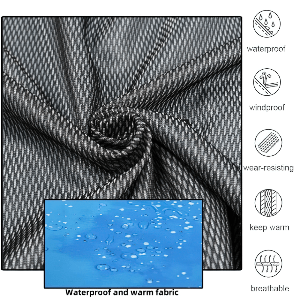 Texture of waterproof and warm fabric for Waterproof Hiking Jacket with Hood and Zip Front - SF3605, highlighting breathability.