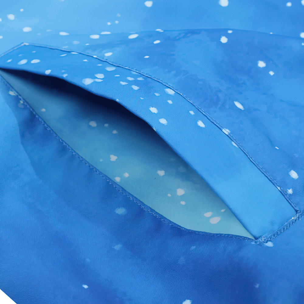 Close-up of Waterproof Hiking Jacket with Hood and Zip Front - SF3605, highlighting the side pocket with raindrop pattern for kids' outdoor adventures.