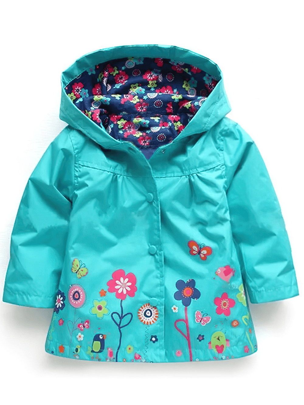 Adorable Waterproof Hooded Jacket with Cute Flower Print - SF3597 perfect for autumn adventures, featuring windproof design and playful prints.