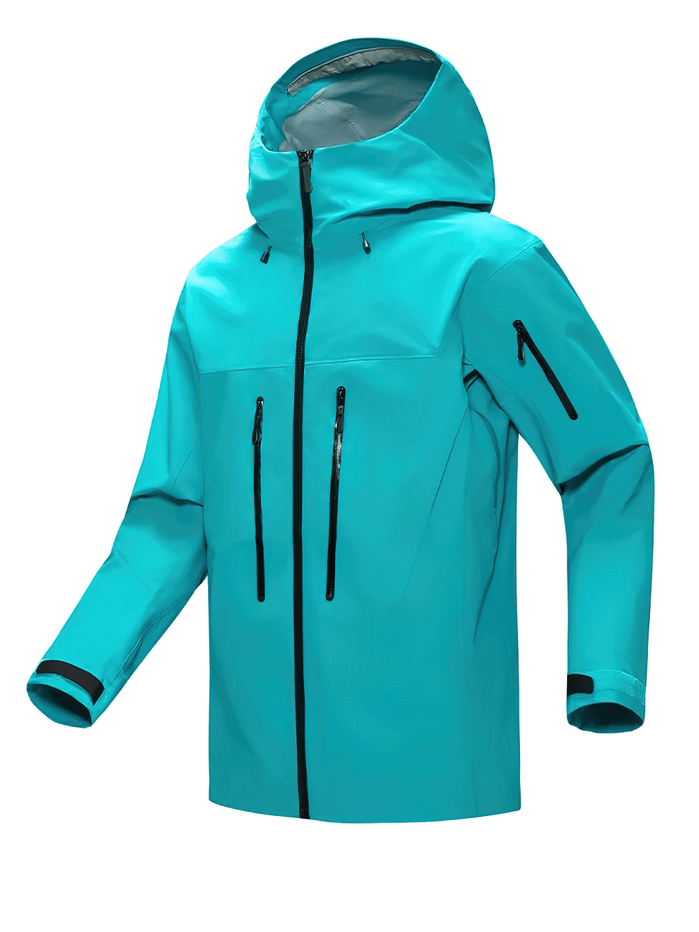 Waterproof Hooded Outdoor Hiking Rain Jacket - SF4217 shown in vibrant blue with sealed zippers and adjustable hood for trekking
