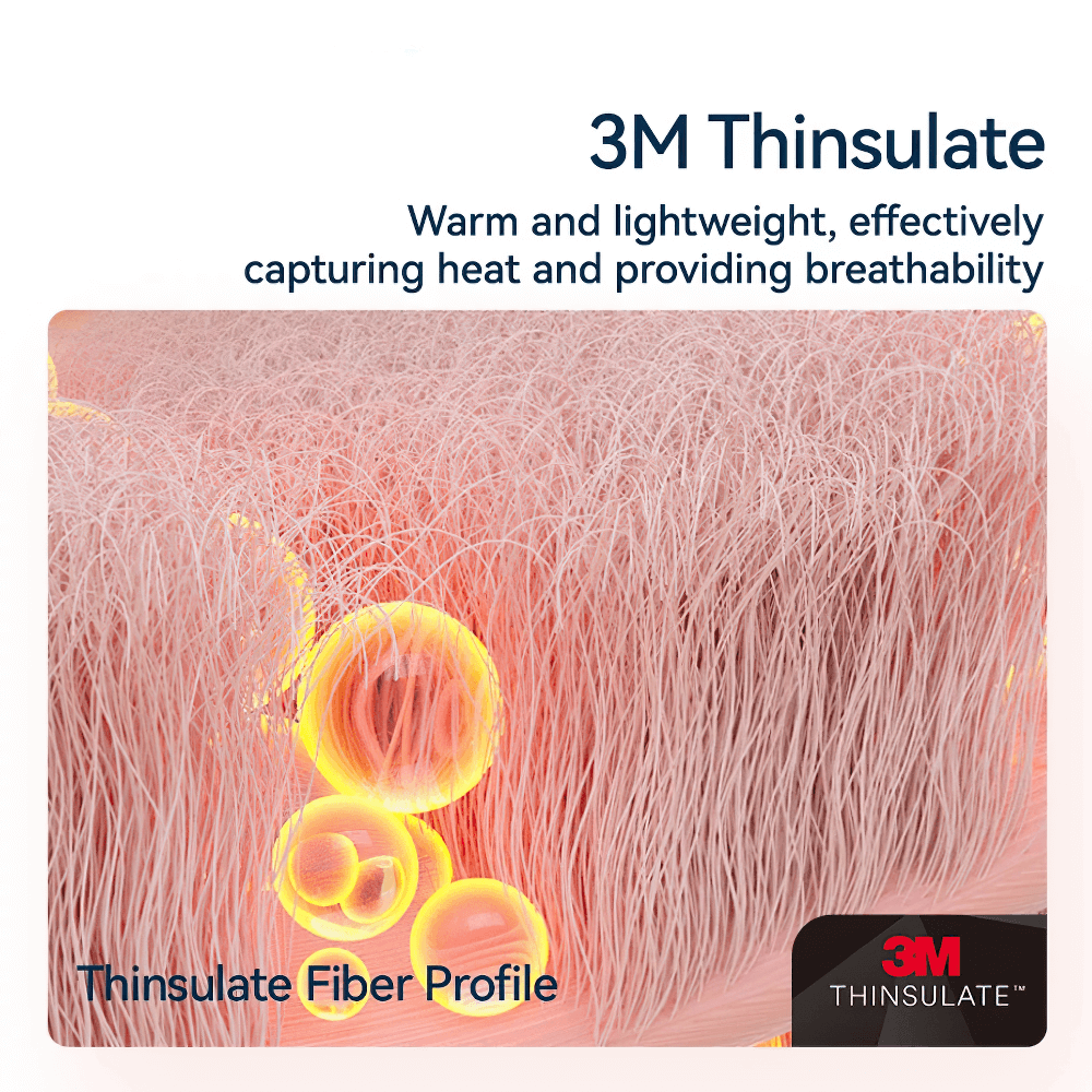 3M Thinsulate fiber profile demonstrating warmth and breathability for insulation in winter gear.