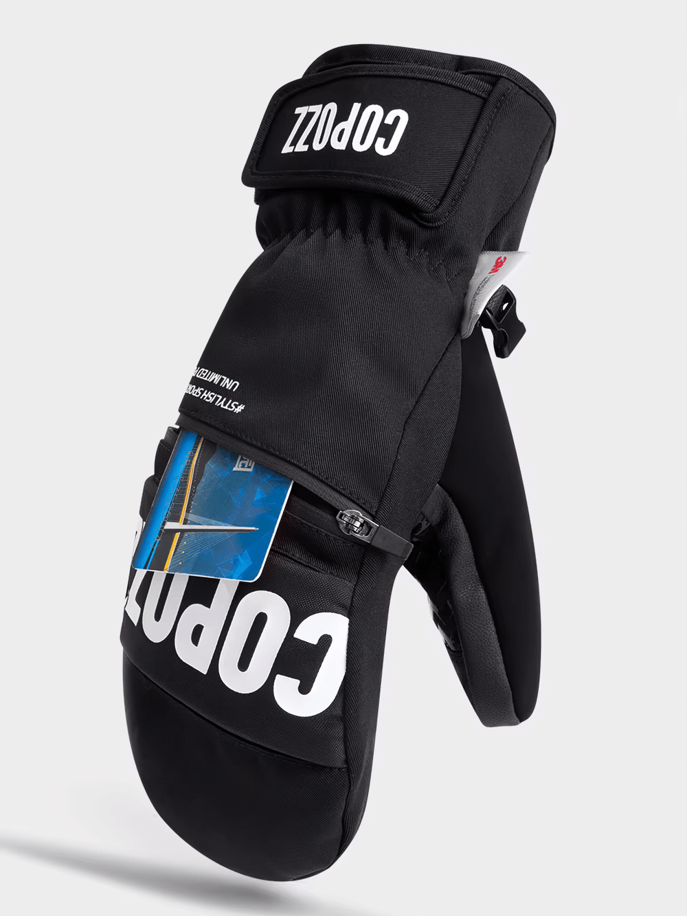 Unisex waterproof insulated ski glove in black with anti-slip design, perfect for winter sports like skiing and snowboarding - SF2548 model.