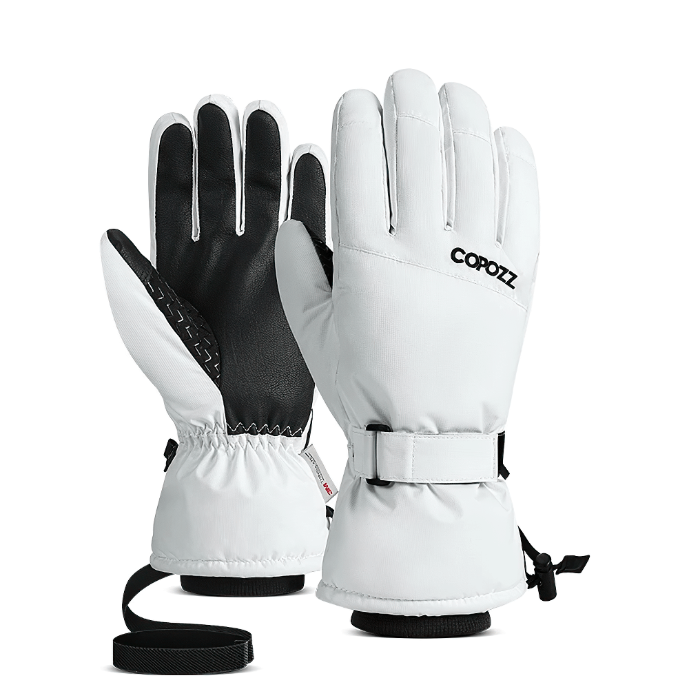 Waterproof insulated ski gloves SF2554 with grip-enhancing TPU palms, anti-lost strap, and adjustable fit for winter sports.