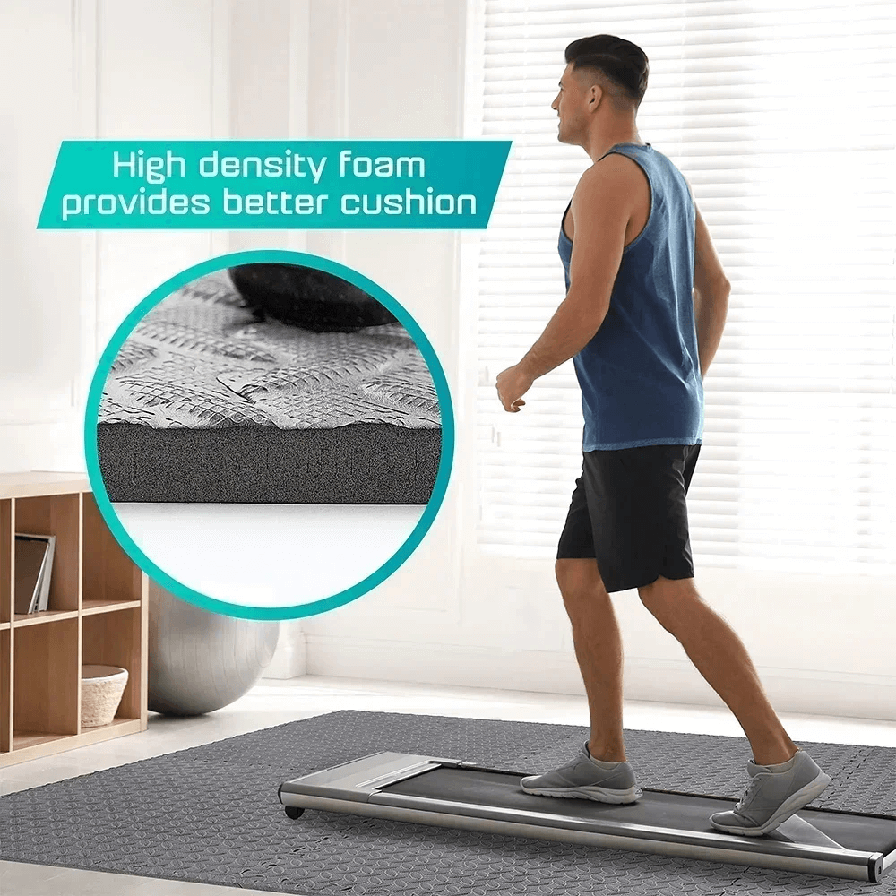 Man exercising on Waterproof Interlocking Mats for Home Gym and Play - SF3475, featuring non-slip EVA foam for safety and comfort.