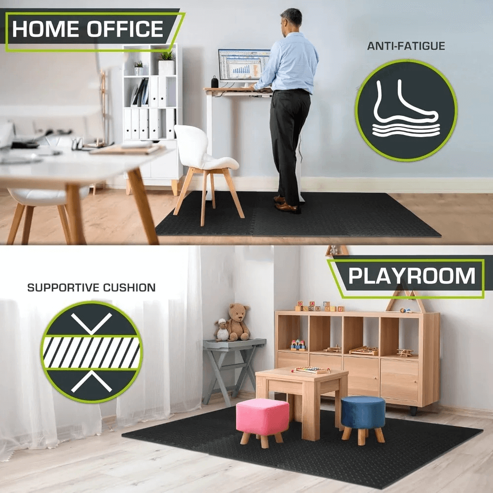 Waterproof Interlocking Mats for Home Gym and Play - SF3475 used in home office and playroom settings.