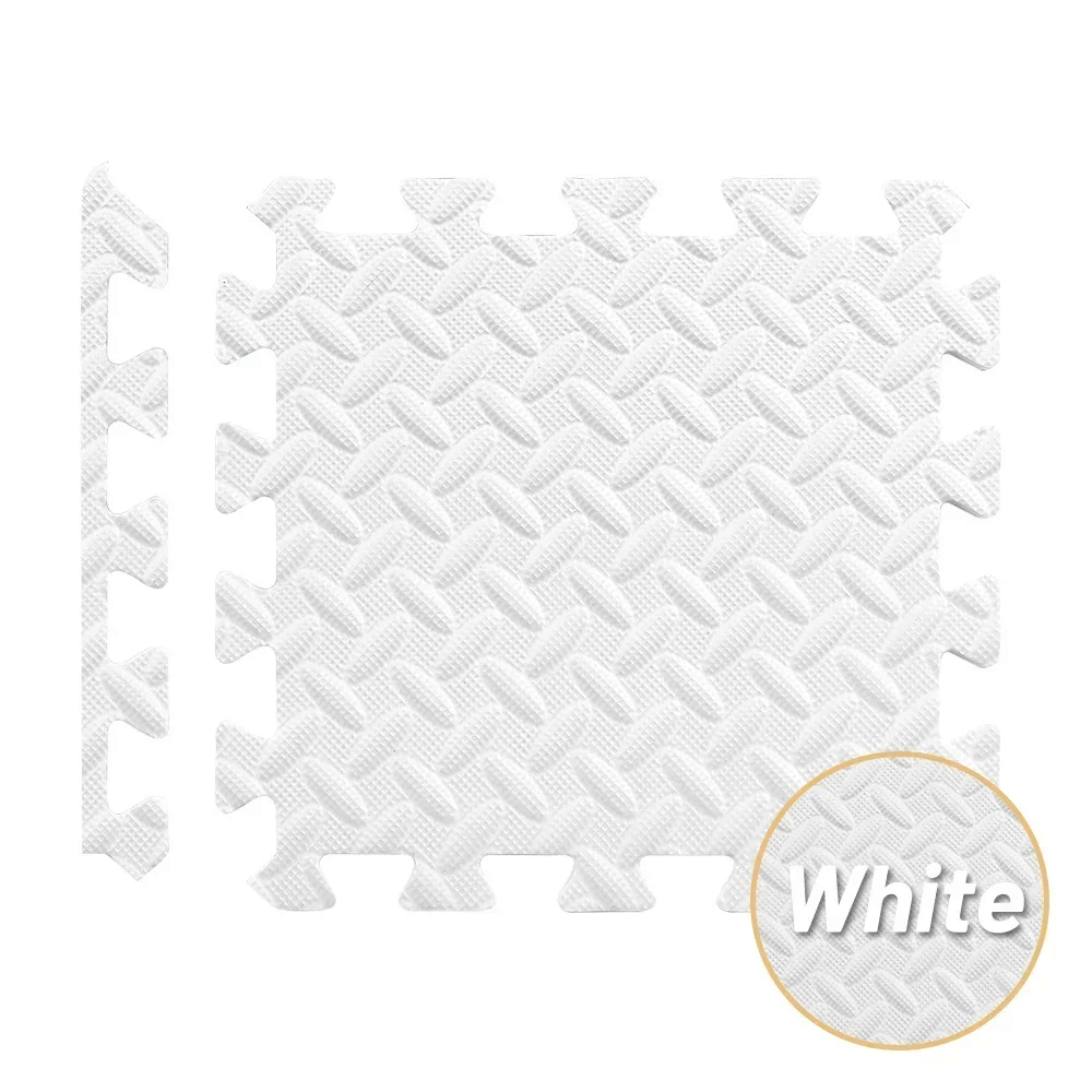 White Waterproof Interlocking Mats for Home Gym and Play - SF3475, featuring non-slip EVA foam tiles for safe and easy installation