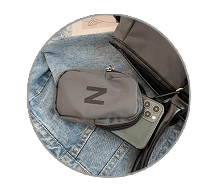 Waterproof large shoulder bag with unisex design, featuring a small pouch and mobile phone, ideal for fitness and travel needs.