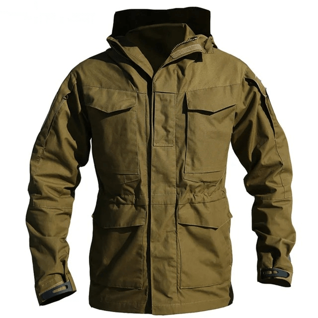 Waterproof men's windbreaker with hood and pockets, SF1871, perfect for outdoor activities like biking, camping, and hiking.