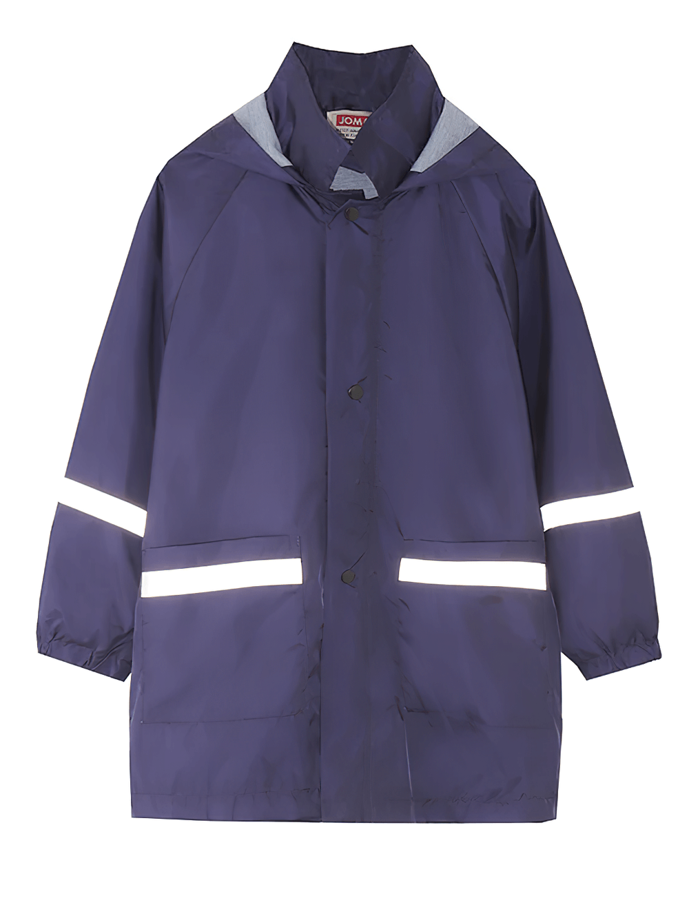 Kids Waterproof Raincoat with Reflective Stripes - SF3615, navy blue, hooded with elastic cuffs for rainy days.