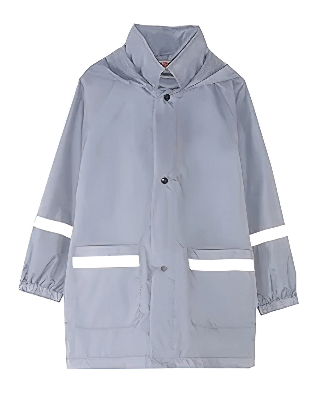 Kids Waterproof Raincoat with Reflective Stripes - SF3615 in grey, featuring a hood and elastic cuffs. Perfect for visibility and comfort in rain.