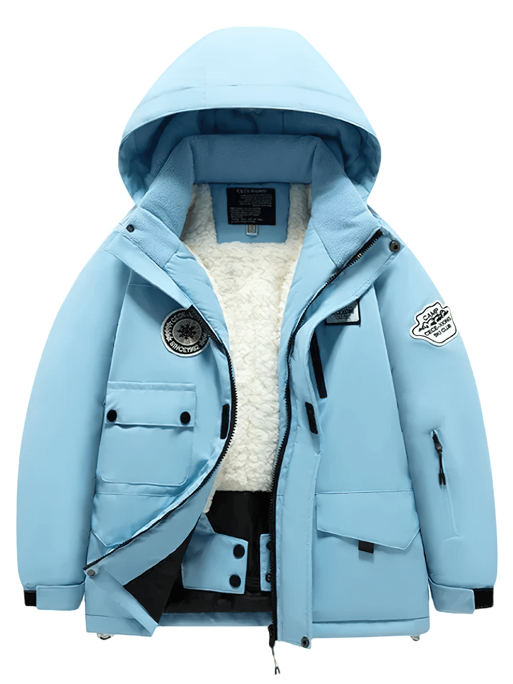 Waterproof Ski Jacket with Hood and Warm Lining - SF3583, fleece insulated, blue, youth-friendly design for winter sports adventures.