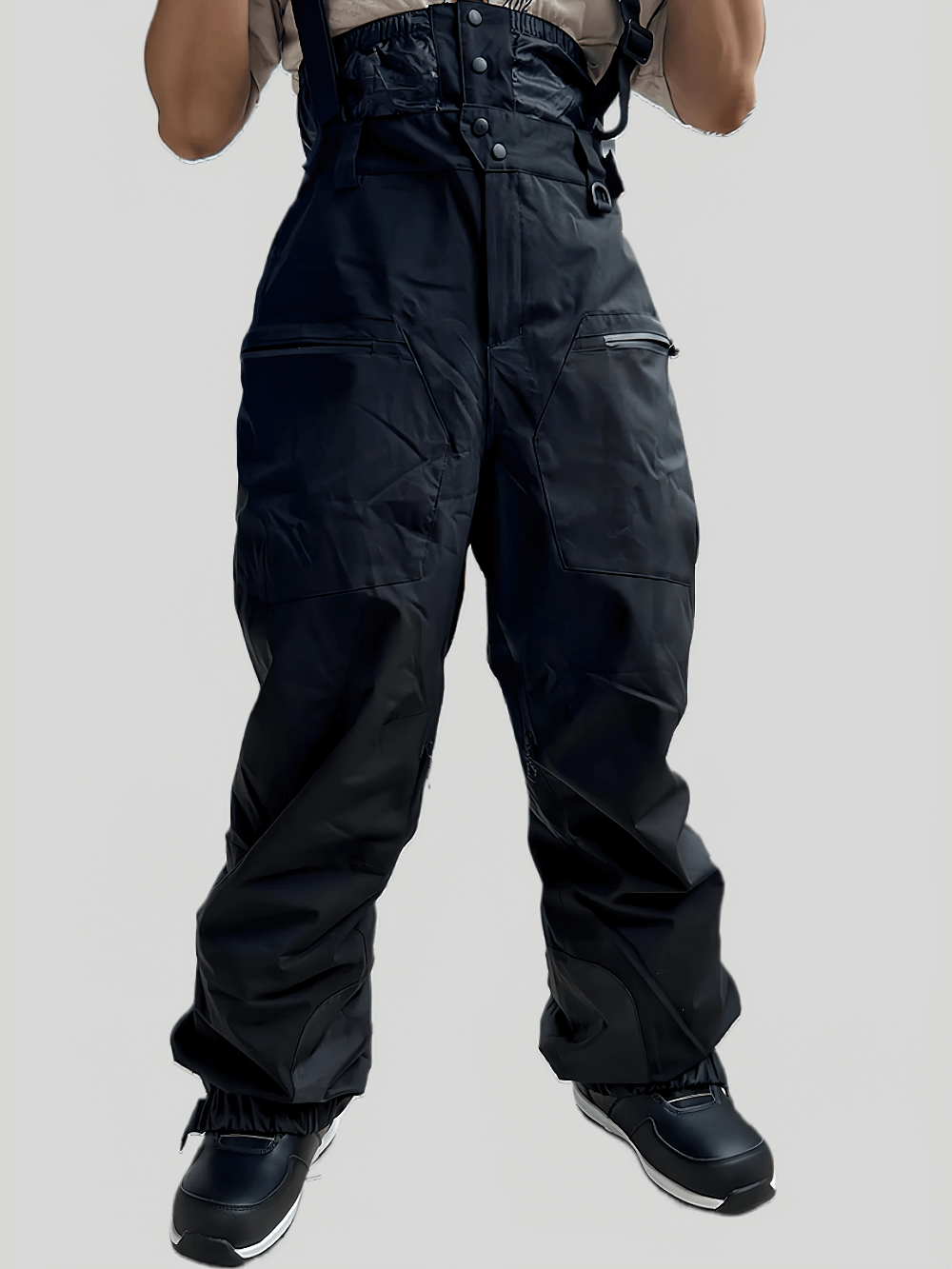 Waterproof Ski Pants with Adjustable Suspenders - SF4272 featuring windproof fabric and zipper pockets for outdoor winter sports.