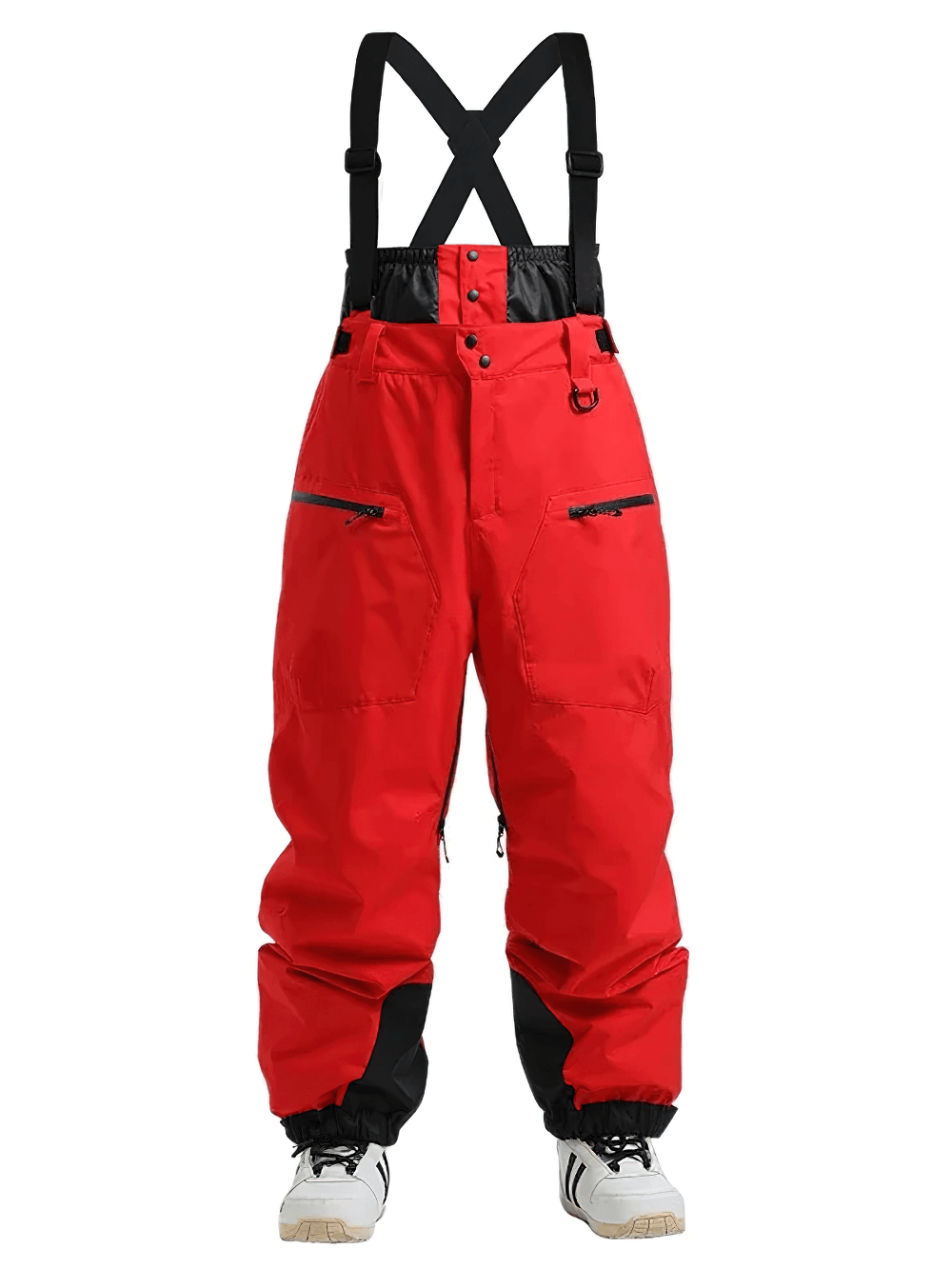 Waterproof Ski Pants with Adjustable Suspenders - SF4272 shown in vibrant red with zippered pockets and reinforced cuffs for outdoor adventures.
