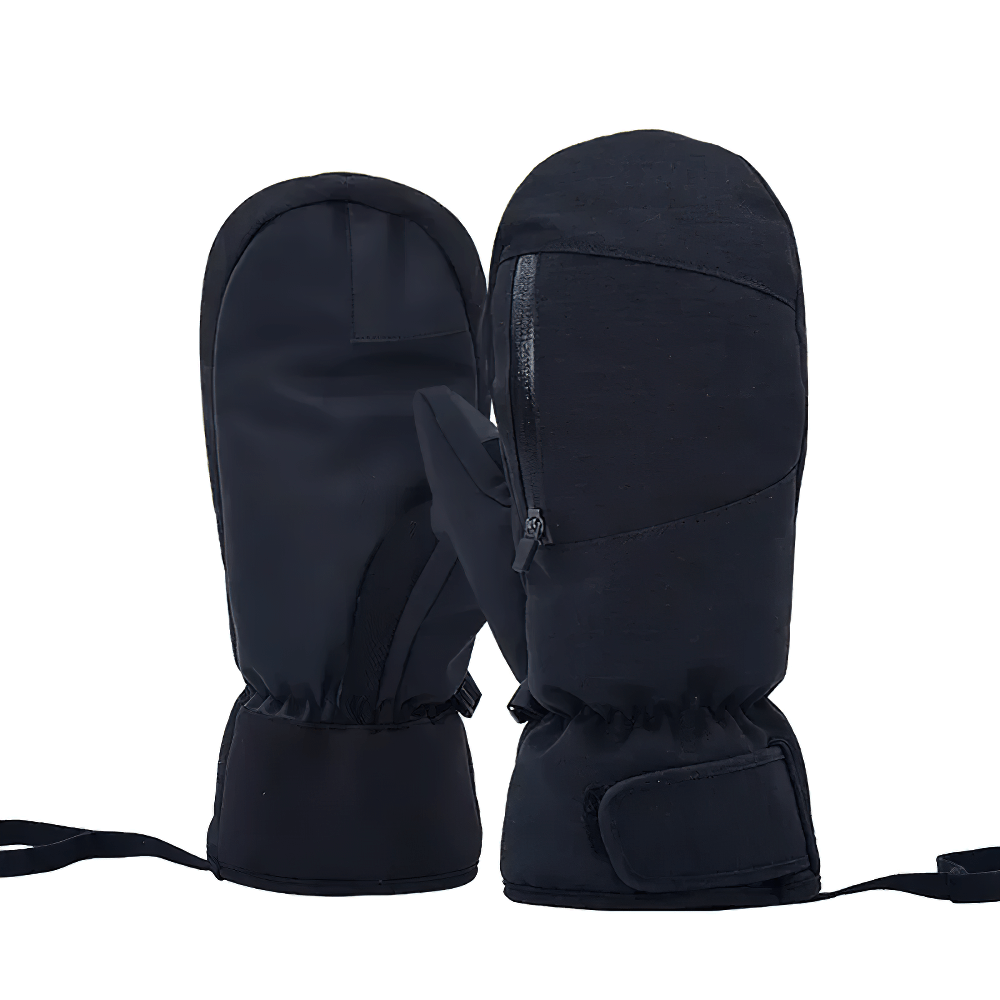 Black waterproof touchscreen ski gloves SF2551 with fleece lining, ideal for snowboarding, offering warmth and device use outdoors.