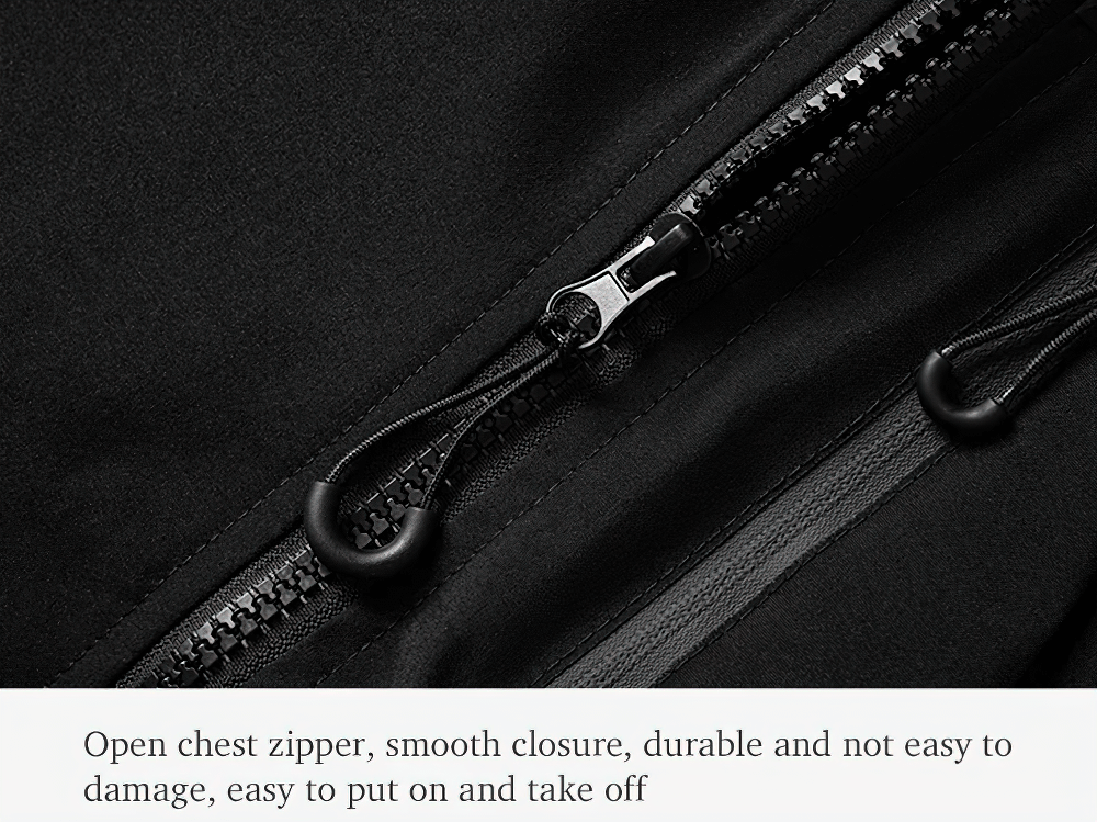 Close-up of zipper on Waterproof Windbreaker Jacket With Velcro Cuffs - SF4206 showcasing smooth closure and durable design.