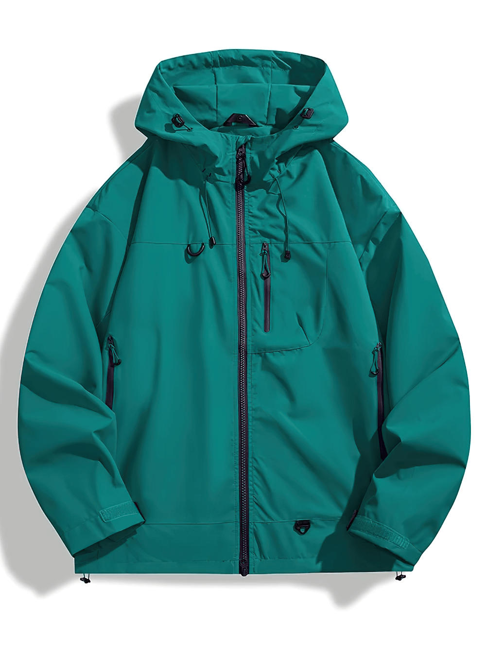 Waterproof Windbreaker Jacket With Velcro Cuffs - SF4206, teal unisex design, ideal for outdoor activities like hiking and trekking.