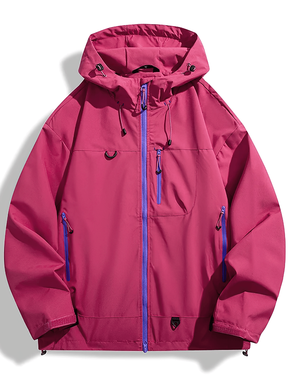 Waterproof Windbreaker Jacket With Velcro Cuffs - SF4206 in pink with adjustable hood and zippers, perfect for outdoor adventures.