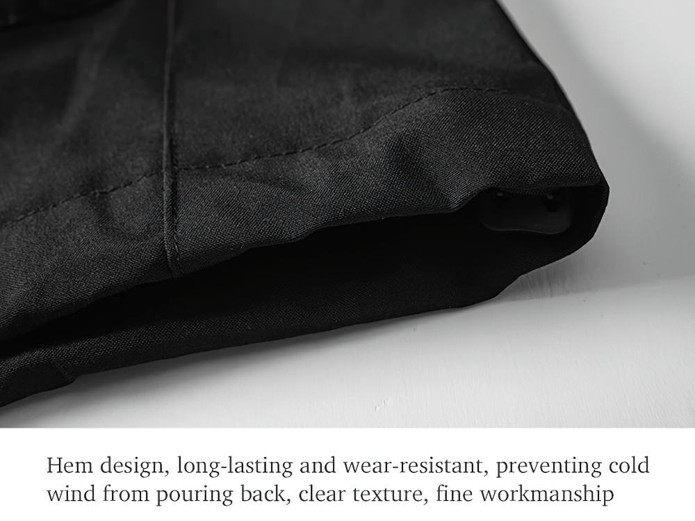Close-up of hem on the Waterproof Windbreaker Jacket With Velcro Cuffs - SF4206, showing long-lasting and wear-resistant design.
