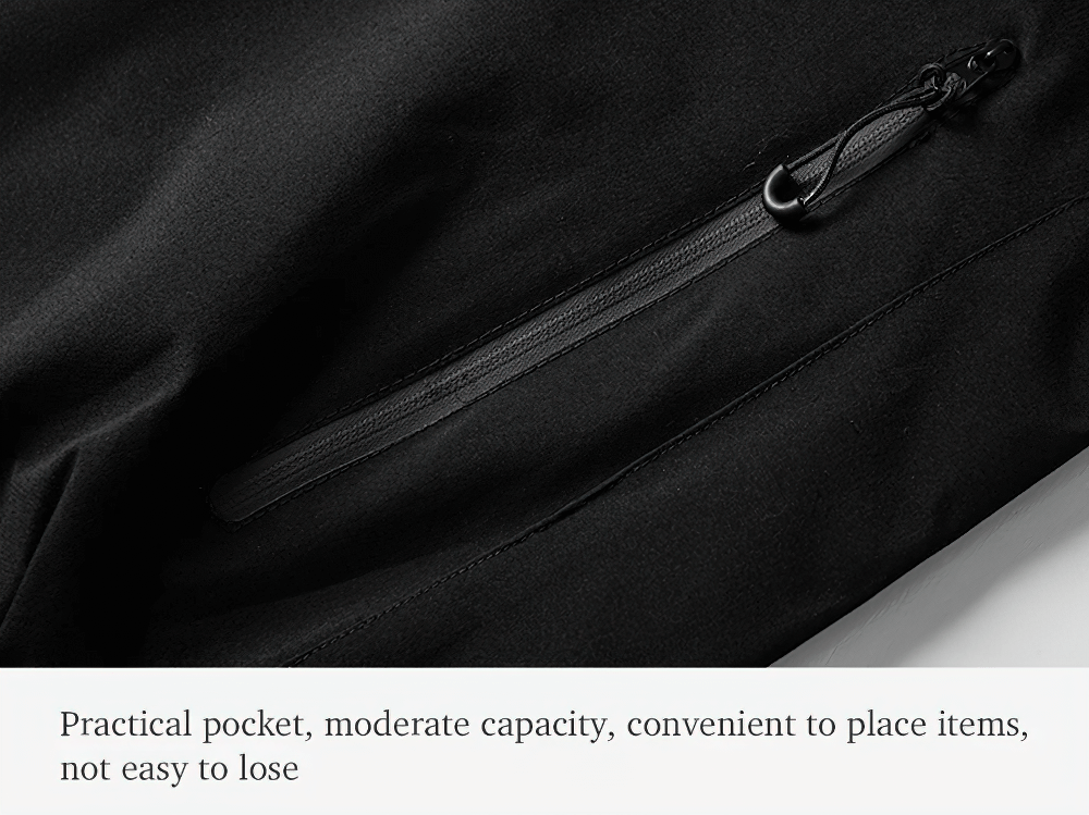 Close-up of zipper pocket on Waterproof Windbreaker Jacket With Velcro Cuffs - SF4206 showing practicality and storage capability.