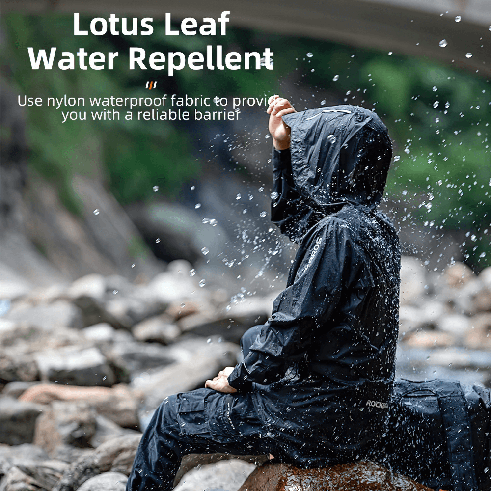 Waterproof cycling gear featuring nylon water repellent fabric, ideal for staying dry during outdoor adventures.