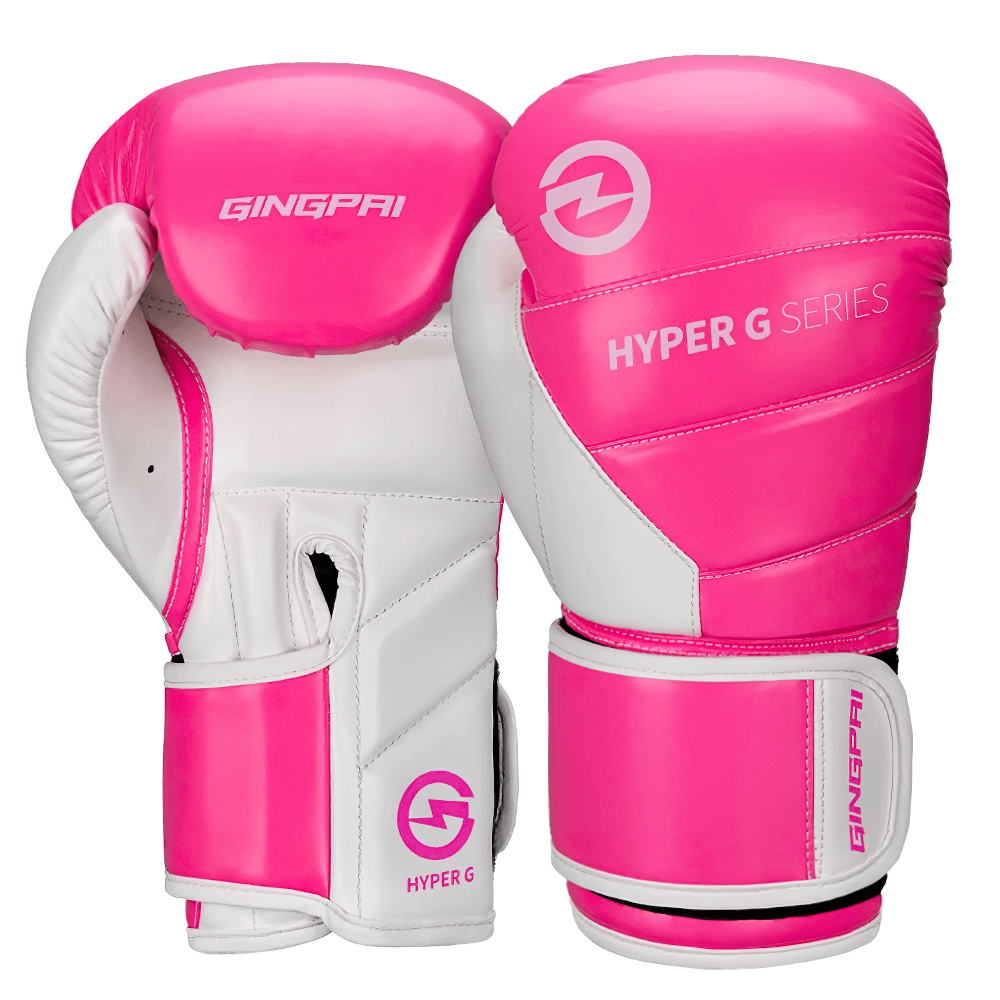 Pink wear-resistant PU leather boxing gloves for sparring, SF2688. Ideal for combat sports, sparring, and fitness workouts.
