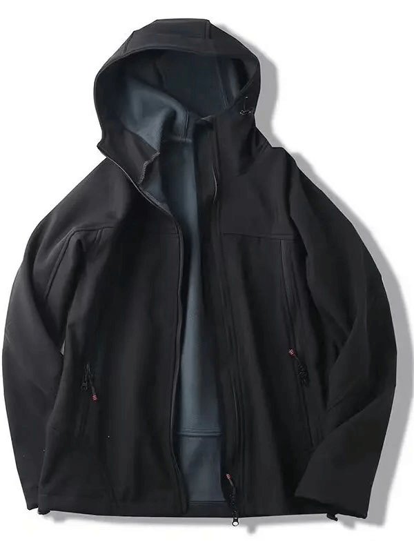 Weather-resistant softshell hooded jacket for men, ideal for outdoor activities. SF1965, with thermal insulation and sweat-wicking features.