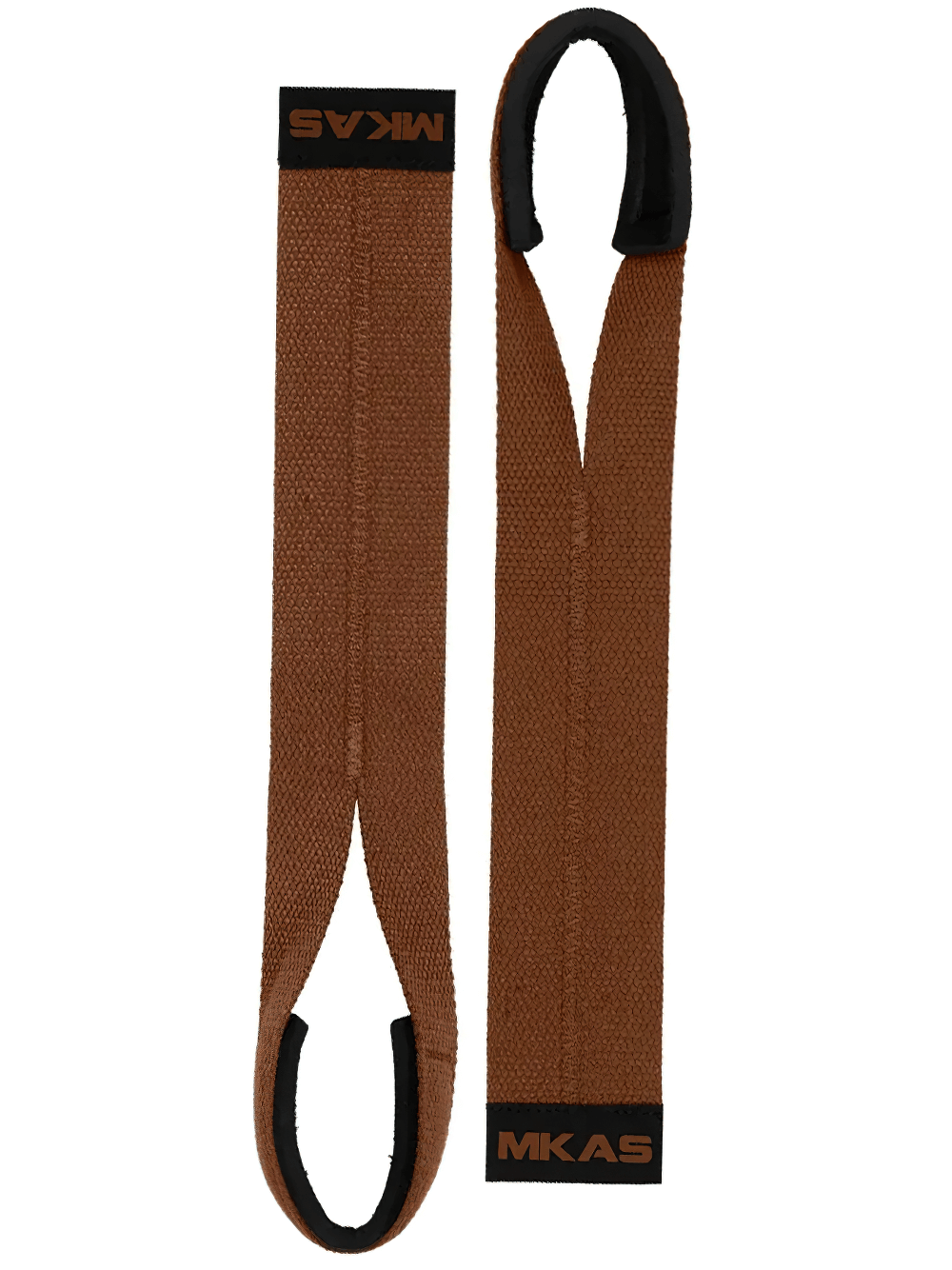 Brown weight lifting wrist straps for gym and deadlifts, featuring durable fabric and secure loops for enhanced grip and wrist support.