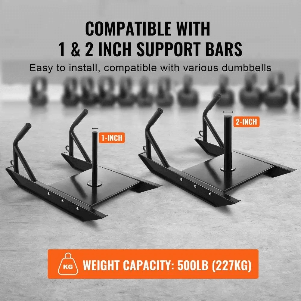 Weight training sled with 1 & 2 inch bars for speed and strength conditioning, 500lb capacity, SF3333 model.
