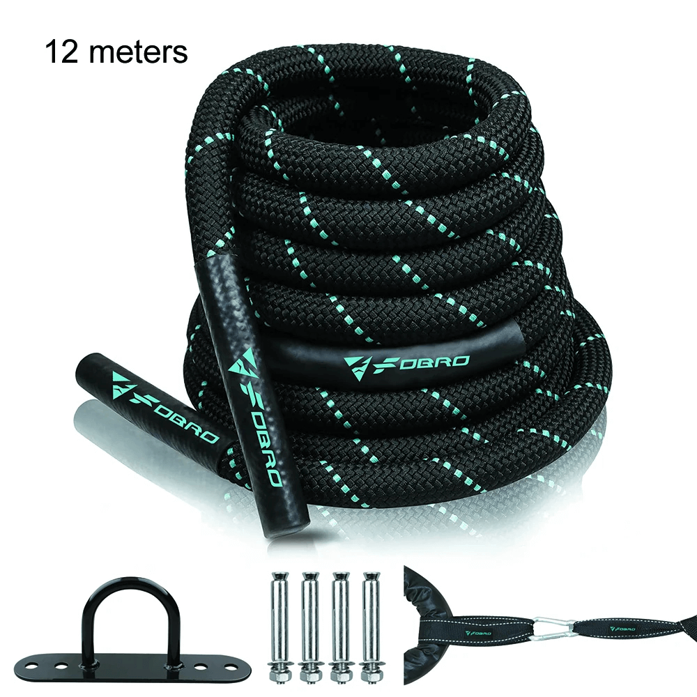 Weighted Battle Jump Rope for Cardio Training - SF3494, 12m rope with mounting set for indoor and outdoor fitness workouts
