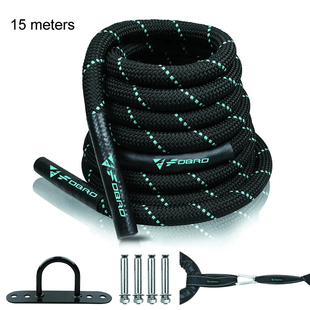 Weighted Battle Jump Rope for Cardio Training - SF3494, 15-meter heavy-duty rope with accessories for endurance and fitness workouts.