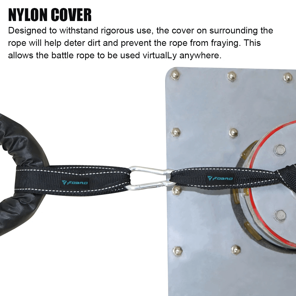 Durable nylon-covered Weighted Battle Jump Rope for Cardio Training - SF3494 with secure anchor hook for versatile workouts.