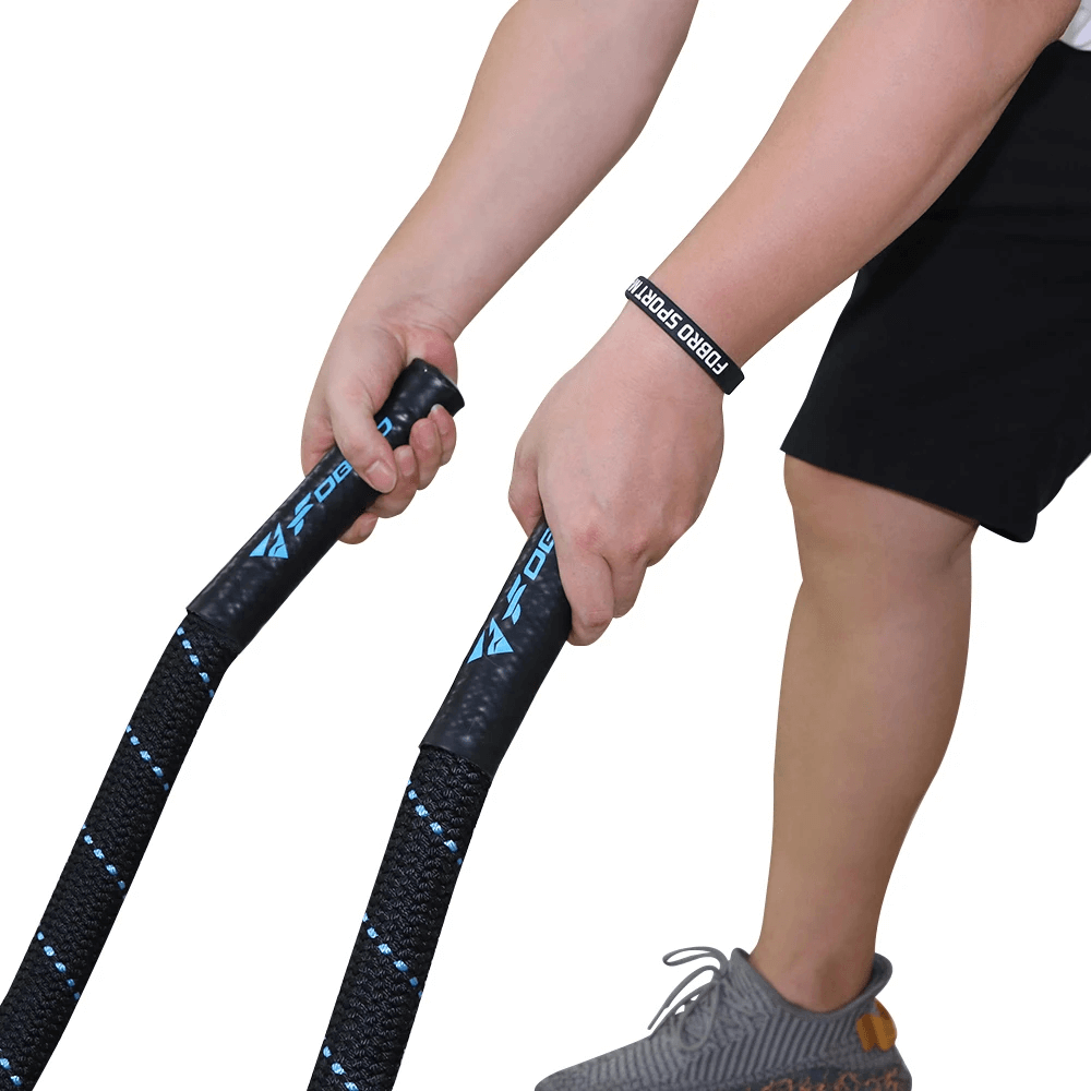 Person holding Weighted Battle Jump Rope for Cardio Training - SF3494, ideal for fitness, endurance, and full-body workouts.