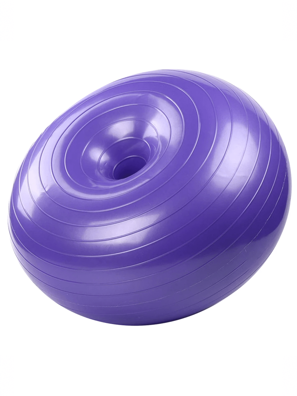Purple weighted donut yoga balance ball, non-slip, explosion-proof PVC stability exercise ball.