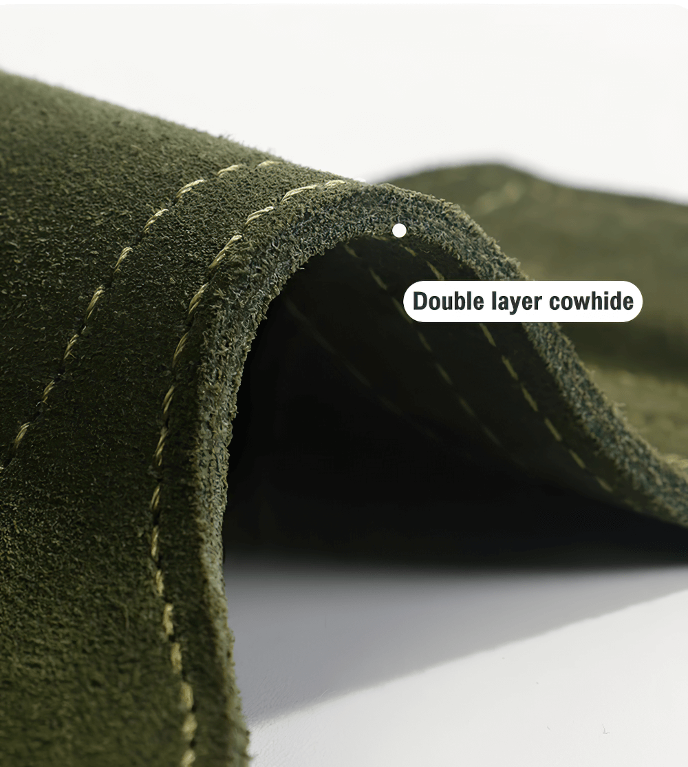 Close-up of Weightlifting Grips with Wrist Support Wraps - SF3514 made of double layer cowhide with reinforced stitching.