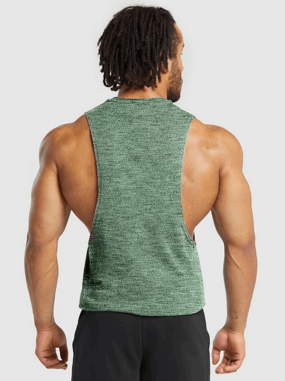Back view of man wearing Wide Shoulder Fitness Tank Top for Sports - SF4139, ideal for gym and outdoor activities.