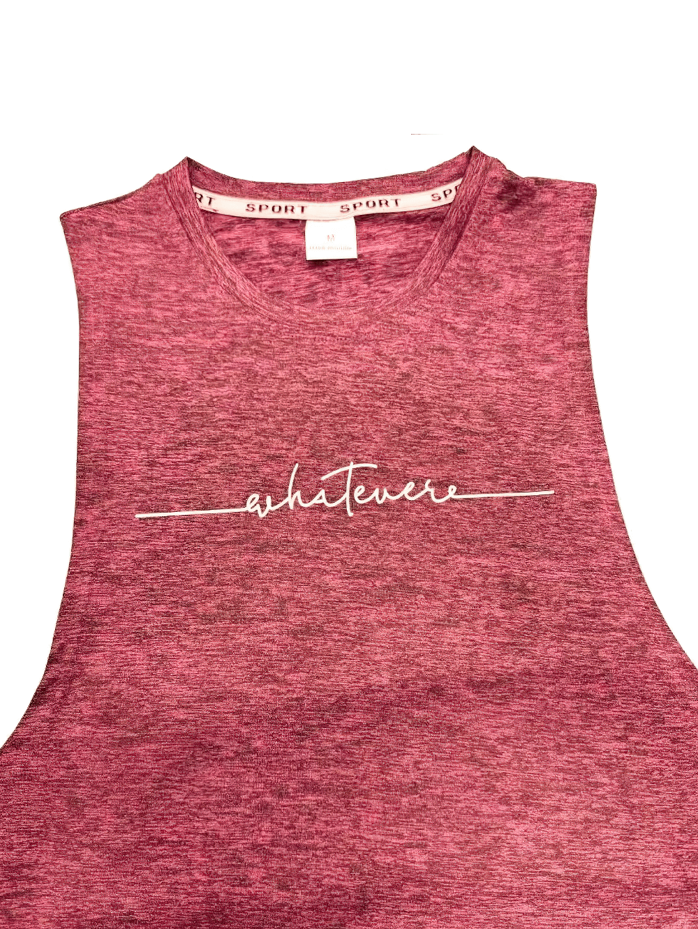 Wide Shoulder Fitness Tank Top for Sports - SF4139 in red with 'whatever' text