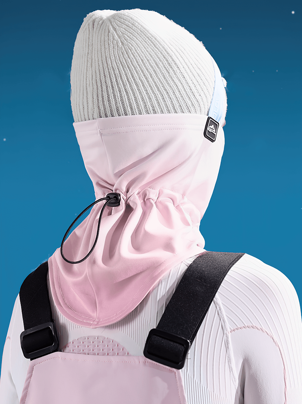 Windproof cycling and ski mask with neck cover SF2497 in pink, offering warmth and cold protection for winter activities.