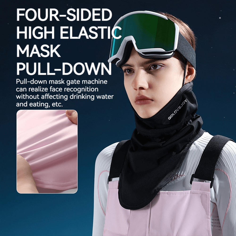 High elastic winter face mask for cycling and skiing with pull-down feature, suitable for outdoor sports and weather protection.