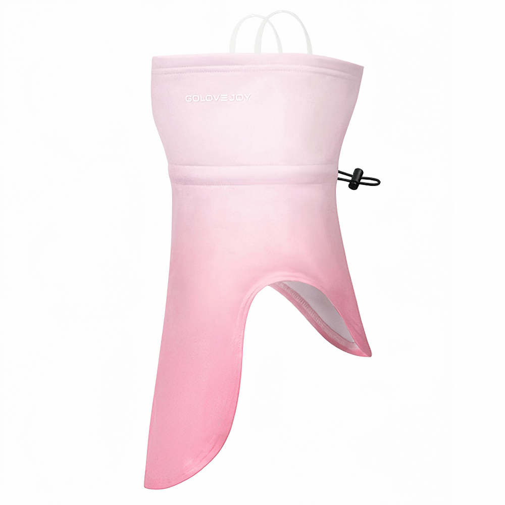 Windproof pink face mask for cycling and running, featuring ear-hanging design. Ideal for outdoor sports and cold weather protection.
