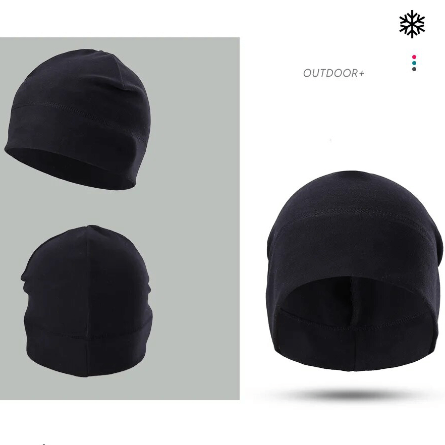 Windproof Fleece Beanies for Bicycle Sports, black, thermal protection, unisex fit 54-60cm, perfect for outdoor fitness.