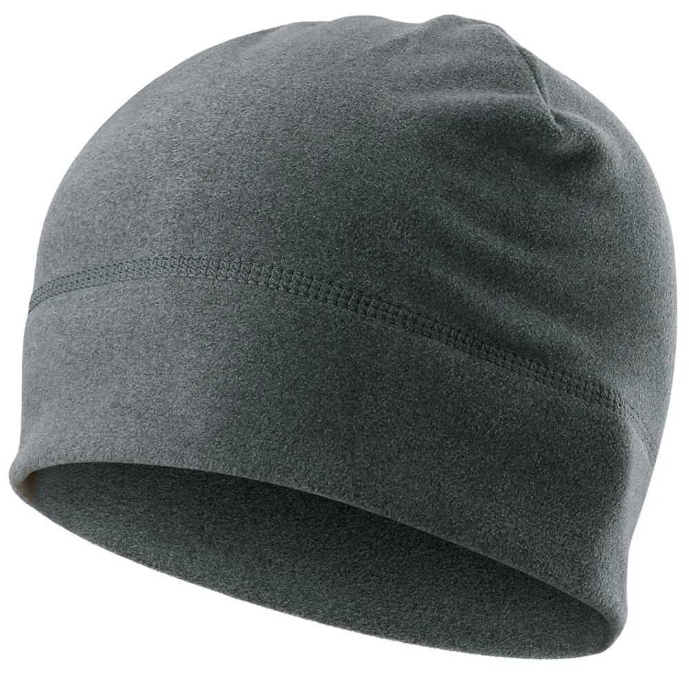 Windproof fleece beanie for bicycle sports, tennis, and fitness, soft grey, ideal for men and women. Thermal and comfortable fit.