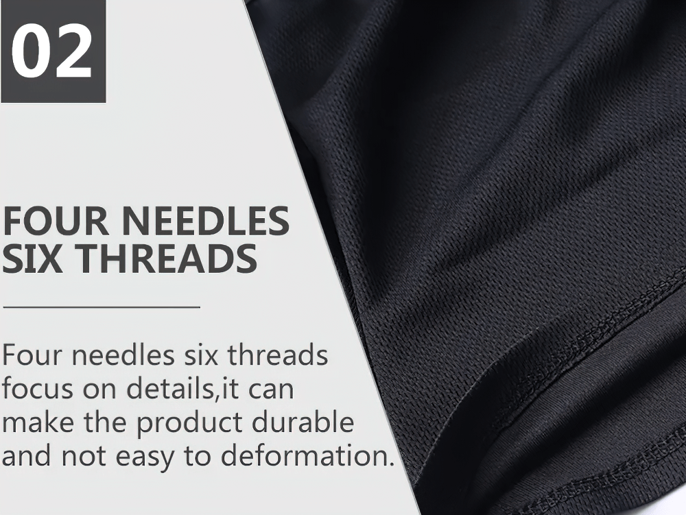 Close-up of durable fabric with four needles six threads stitching for a windproof balaclava ski mask.