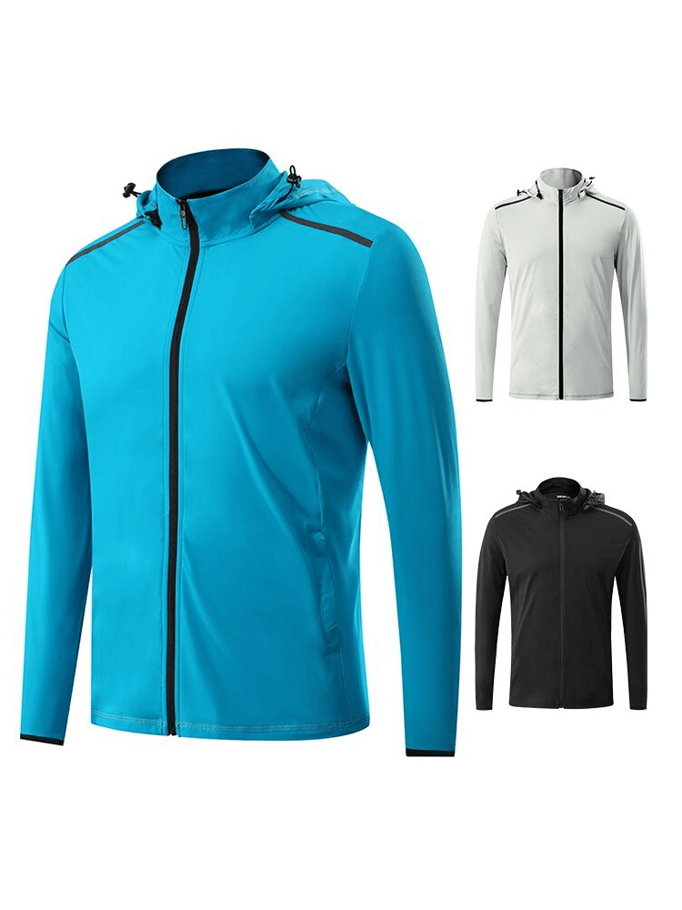Windproof Quick Dry Men's Hooded Jacket with Zipper - SF1475