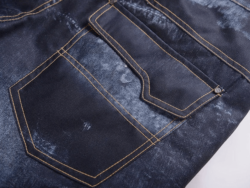 Close-up of denim pocket design on windproof thermal snowboard pants SF1883, ideal for cold-weather adventures.