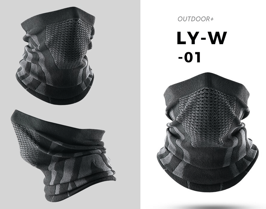 Windproof snowboard neck gaiter, black, lightweight and UV-protected for outdoor activities like skiing and cycling - SF1395 model.