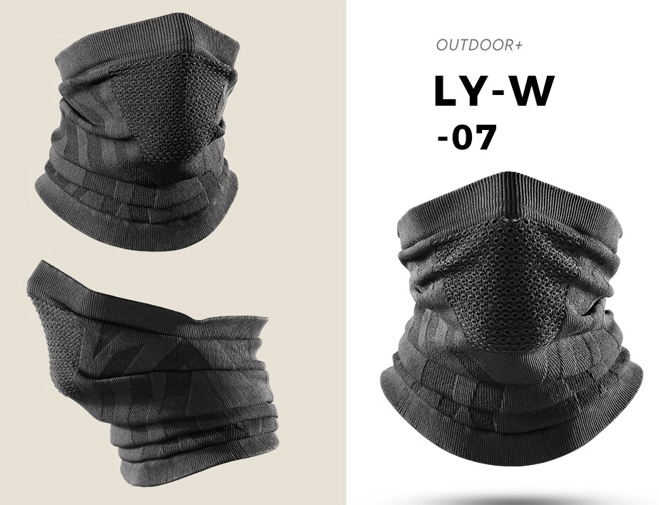 Windproof warmer snowboard neck gaiter LY-W 07 in black, designed for ultimate comfort, UV protection, and thermal insulation.