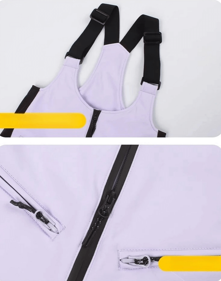 Close-up of women's windproof waterproof thermal pants with zipper, perfect for skiing. SF1823 design for ultimate protection.