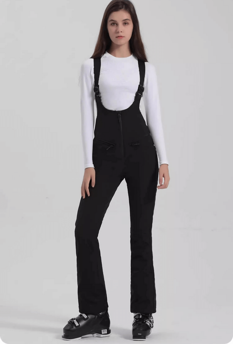 Windproof and waterproof women's thermal ski pants with zipper, full-length, perfect for outdoor adventures.