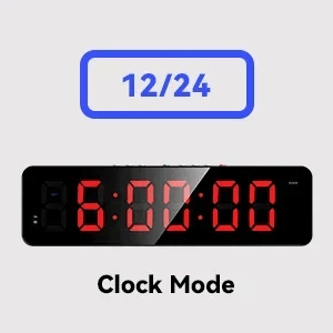 LED digital clock displaying 6:00 in clock mode with 12/24-hour setting, ideal for home or office.